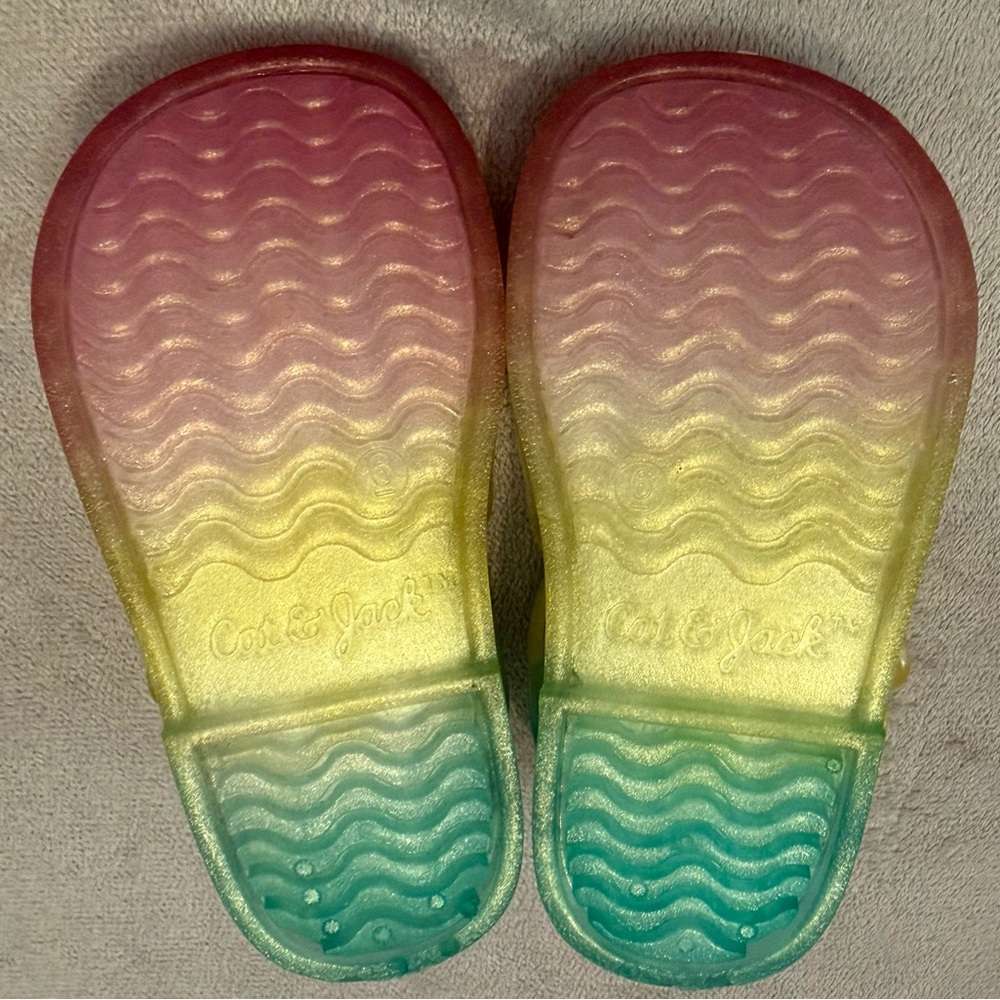 Cat & Jack Toddler Girls Unicorn Sandals Size 6 Jelly Easy On/ Off Slip On VGUC - Picture 4 of 6